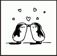 Penguins Kissing Design