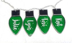 Personalized Green Christmas Stained Glass Lights
