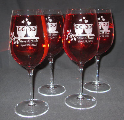 Personalized Engraved Crescendo Bordeaux Wine Glass Set of 4
