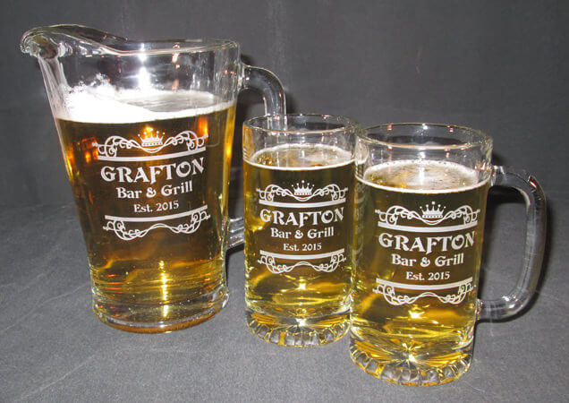 Personalized Engraved Tankard Beer Mug and Beer Pitcher Set