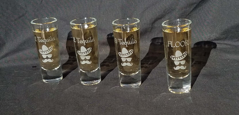 Personalized Tequila Shooter Set Of 4 Fantasy Glassworks Rockford Il
