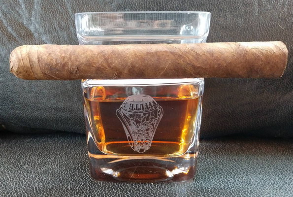 Engraved VMI Cigar Whiskey Glass